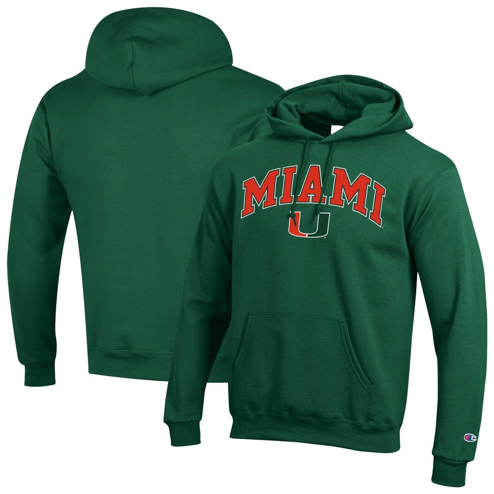  Miami Hurricanes Champion Arch Over Logo Pullover Hoodie - Green